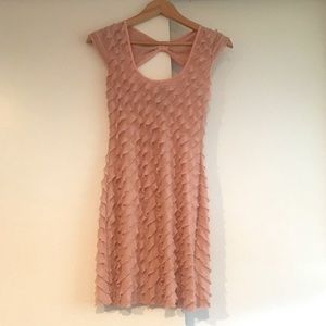 Backless pink ruffle-layered dress